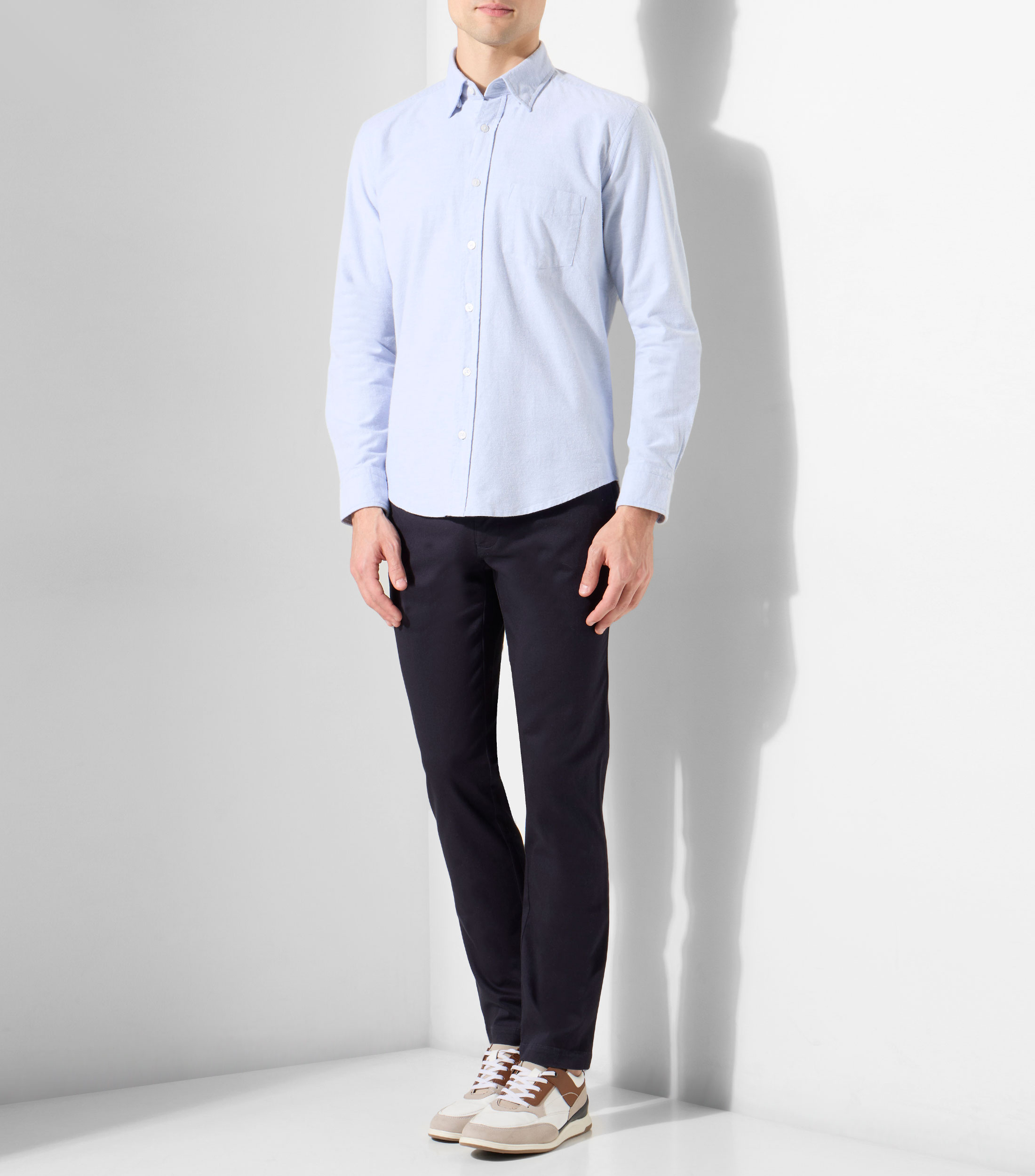 Camisa lisa con manga larga Hombre
